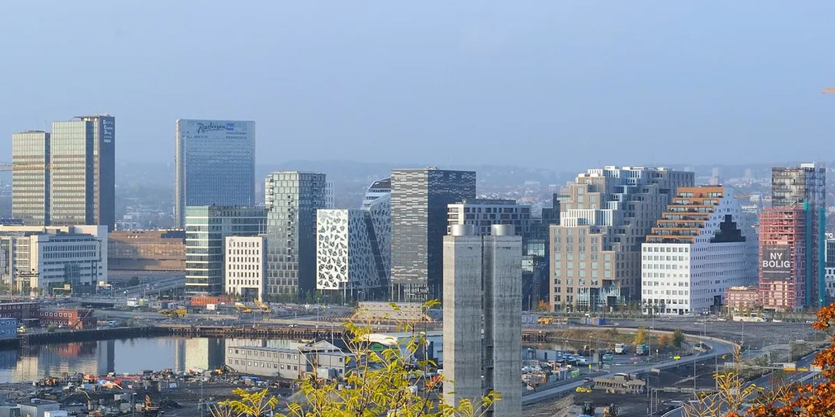 Downtown Oslo skyline with the harbour and city buildings
